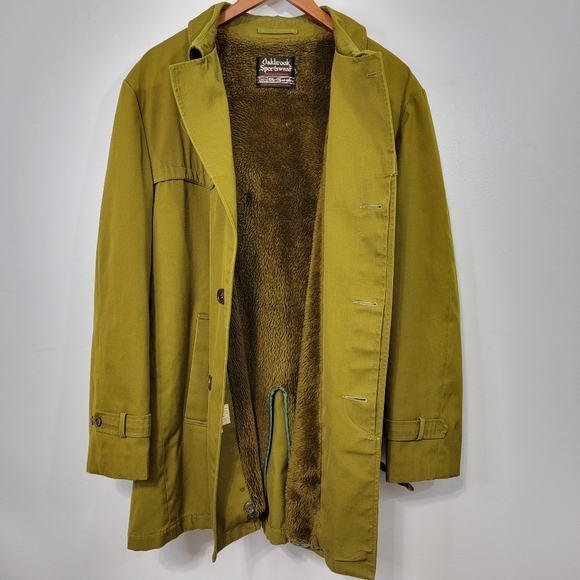 Vintage Oakbrook Sportswear Split Pea Green Long Coat With Fur Lining - Picture 8 of 16